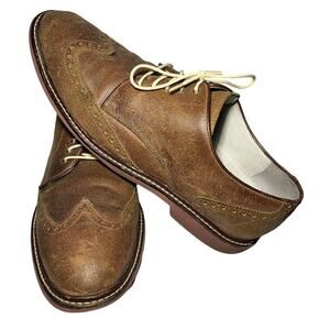 Cole Haan 11 M Mens Brown Wingtip Oxford Red Rubber Soles Shoes C10190